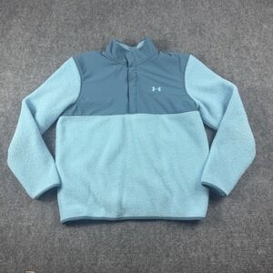 Under Armour Golf Jacket Mens XL Blue Fleece Snap Pullover Colorblock Warm